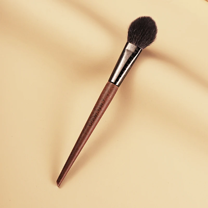 CHICHODO Makeup Brush Amber Series Carved Tube Animal Hair Brushes-Pony+Goat Hair Blush Brush-Peach shape pen-F233