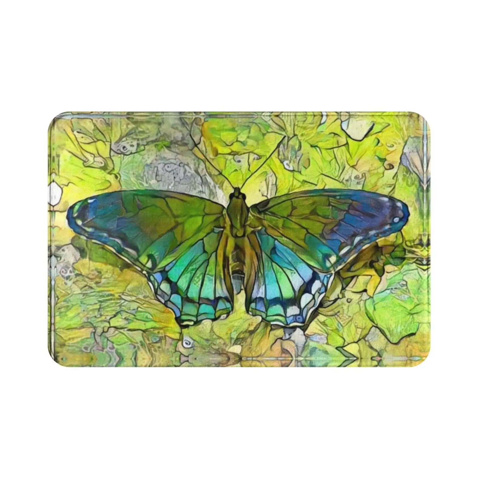 If Flew Green Carpet Mat Rug Cushion Butterflies Green Blue Yellow Abstract Papilio Glaucus Animal Wildlife Tiger