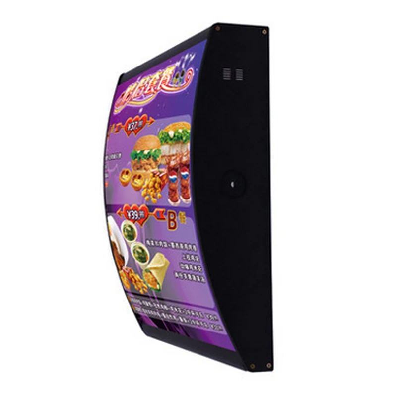 Wall Mounted Curved D Led Light Illuminated Menu Display System ,Restaurant Menu Led Light Box (H60xW50cm)