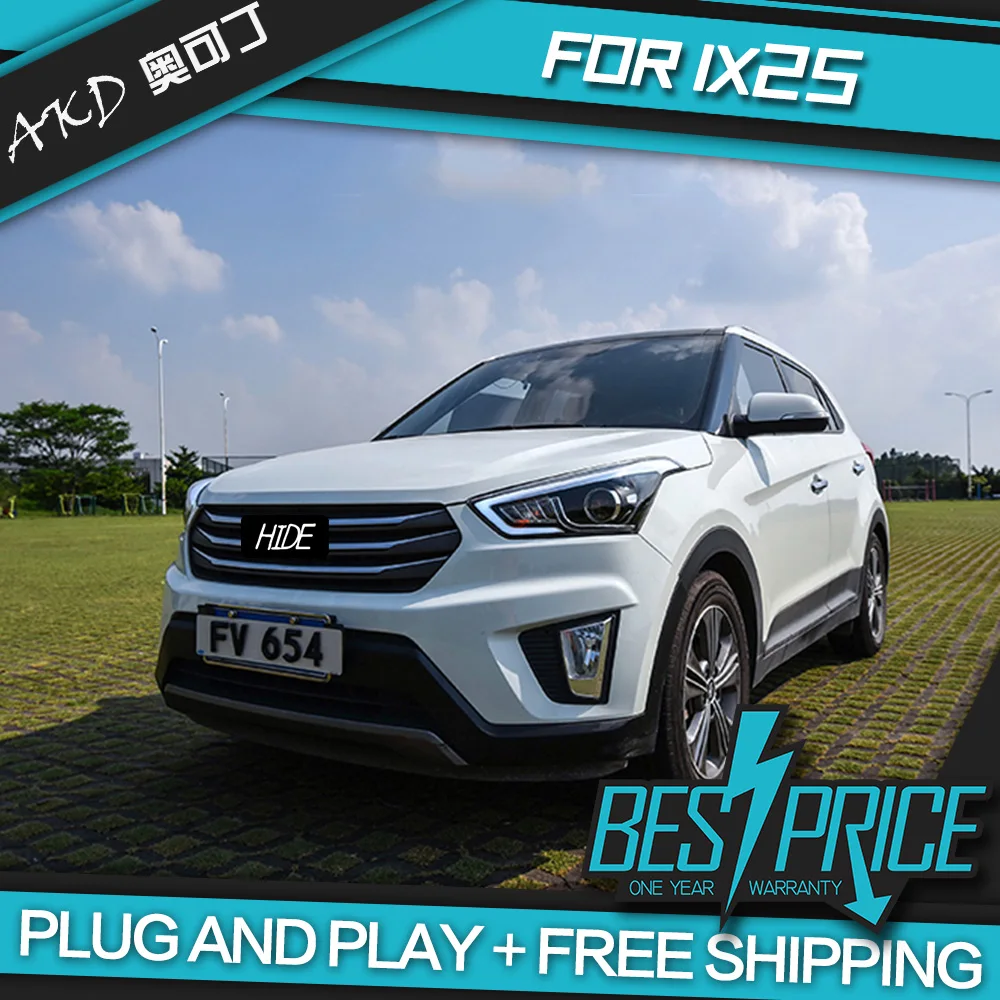 AKD Cars Styling Headlight For Hyundai ix25 Creta 2015 Headlights LED Running lights Bi-Xenon Beam Fog lights angel eyes Auto