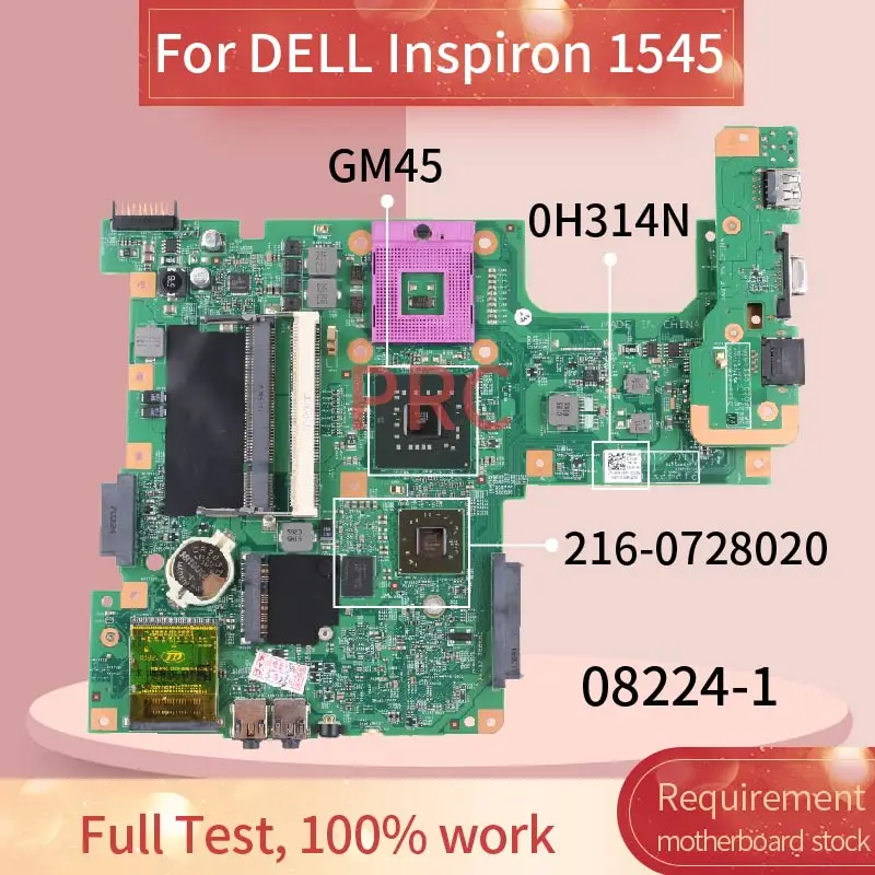 

CN-0H314N 0H314N For DELL Inspiron 1545 Notebook Mainboard 08224-1 216-0728020 PM45 DDR3 Laptop Motherboard