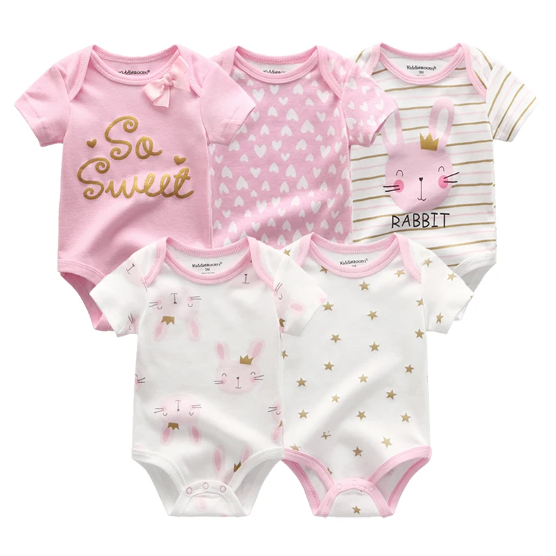 Fetchmous Unisex 5PCS Baby Girl Clothes Cotton Bodysuits Newborn Baby Boy Clothes Cartoon Print Girls Baby Clothing Ropa Bebe