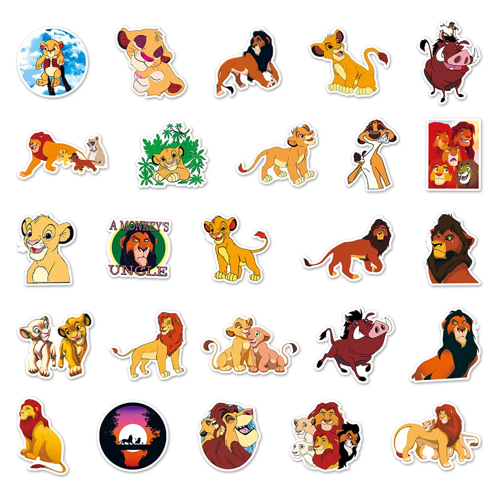 Autocollants de dessin animé Disney mignon pour enfants, le roi discutant, décalcomanies graffiti, journal intime, valise, scrapbook, téléphone, ordinateur portable, 10 pièces, 30 pièces, 50 pièces