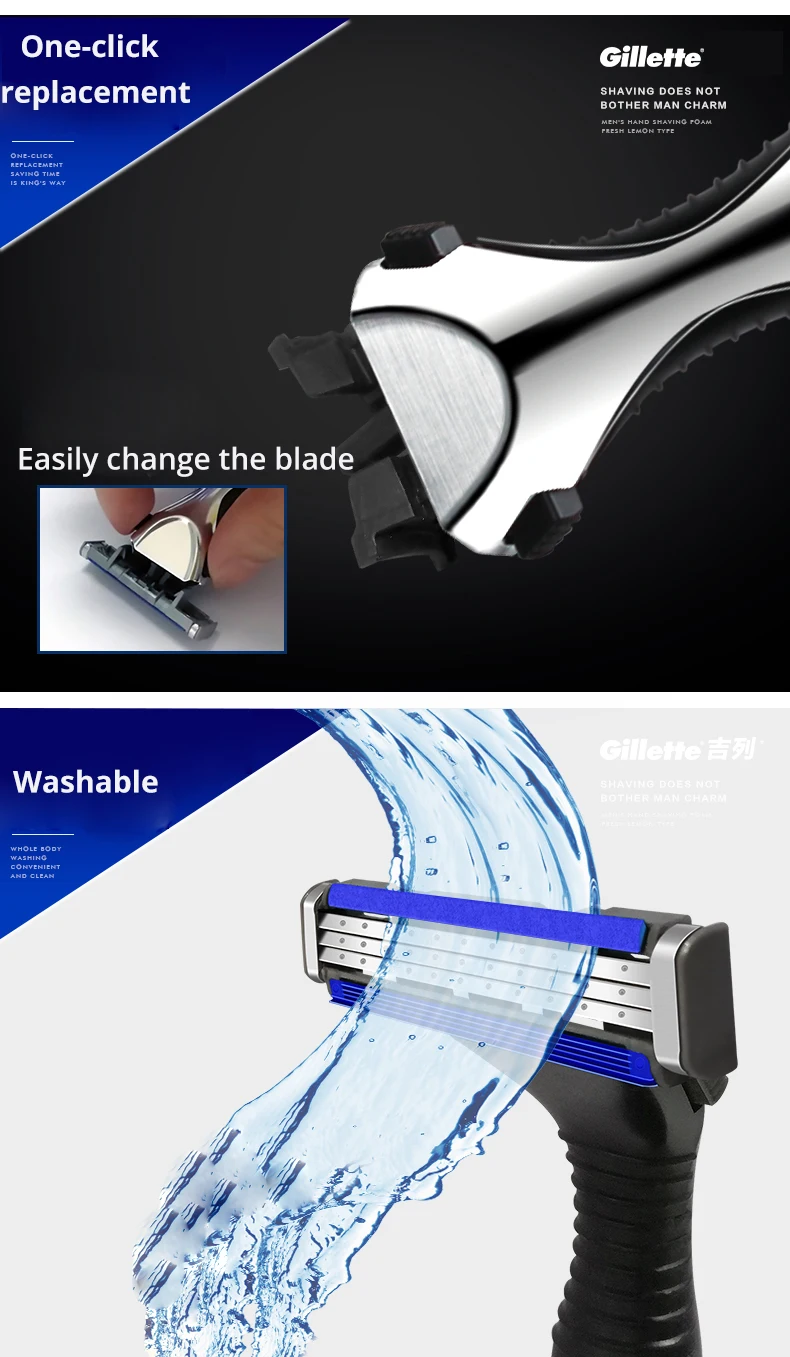Männer Gillette Razor Vector 3 Series,Mann Manueller Bartentferner,Nano 3-Schicht Stahlklingen, Schneller Ersatz Rasierkopf,Männer Rasiermesser – Detail 5