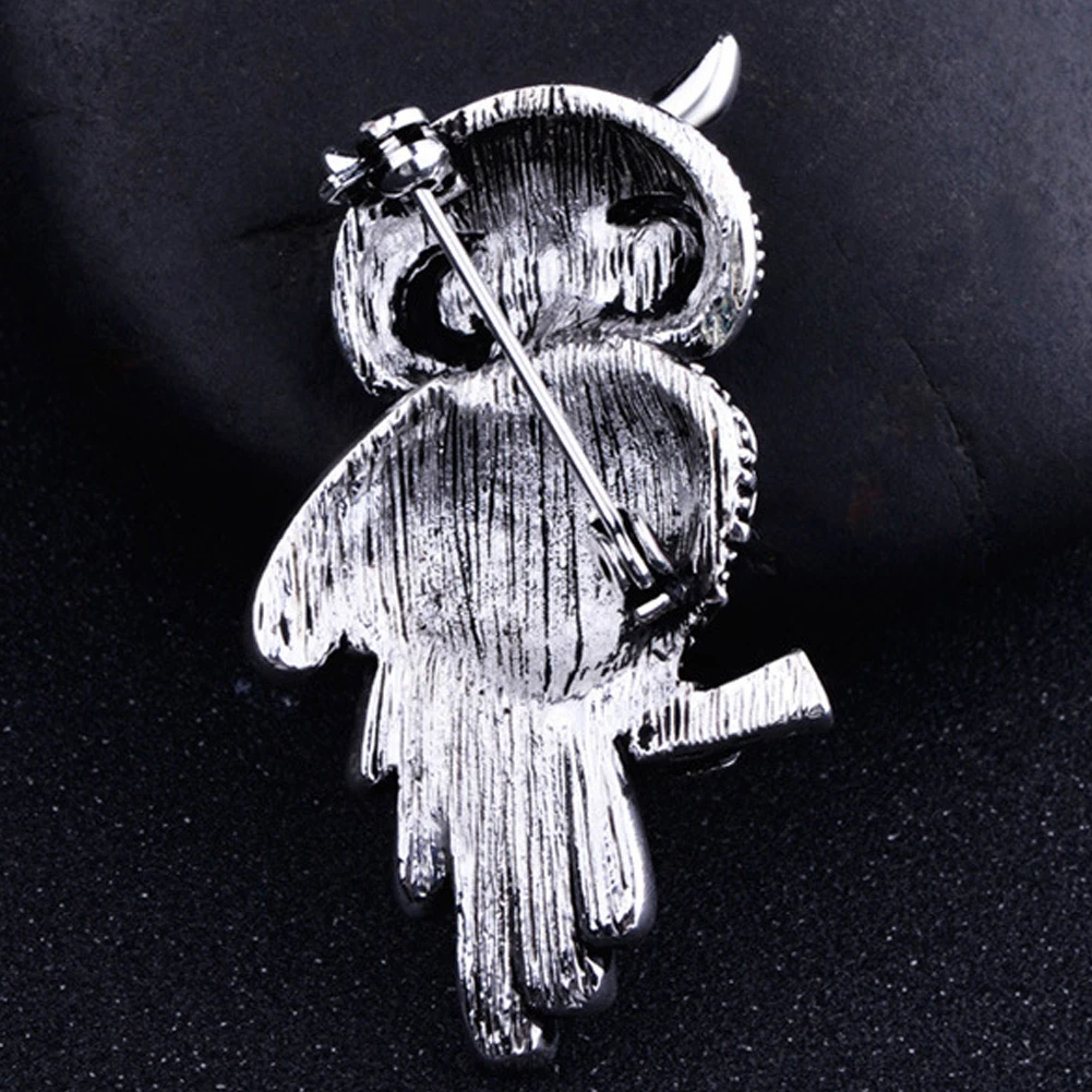 Fashion Delicate Owl Brooches Korean Trendy Zinc Alloy Imitation Rhinestone Blue Brooch Badge Pin Women Gifts Accessories