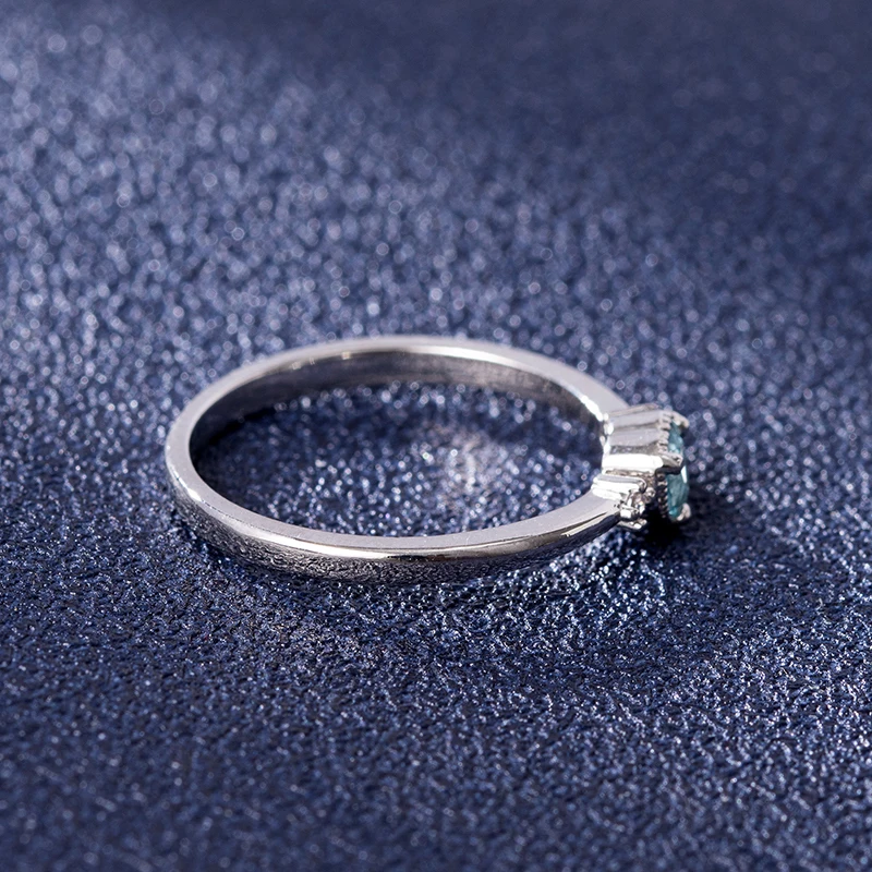 Fashion Women Rings 925 Silver Jewelry Heart Shape Blue Zircon Gemstone Finger Ring for Wedding Engagement Party Gift Ornaments