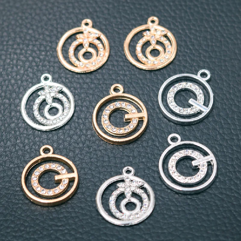 10pcs Handmade Rhinestone Concentric Circle Pendant Popular Bracelet Earrings Metal Accessories DIY Charms Jewelry Crafts Making