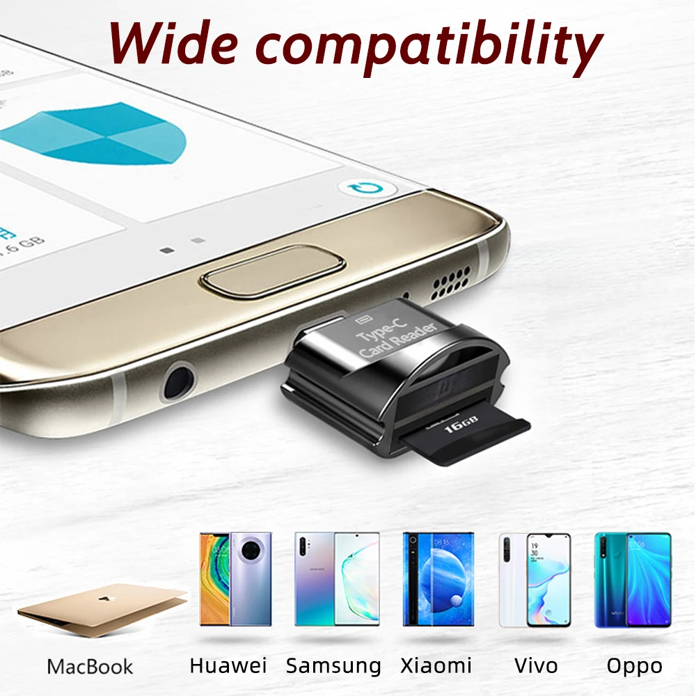 Lecteur de carte Micro USB OTG TF Type C vers adaptateur Micro-SD TF, mini carte mémoire intelligente pour smartphone, ordinateur portable, connecteur USB C
