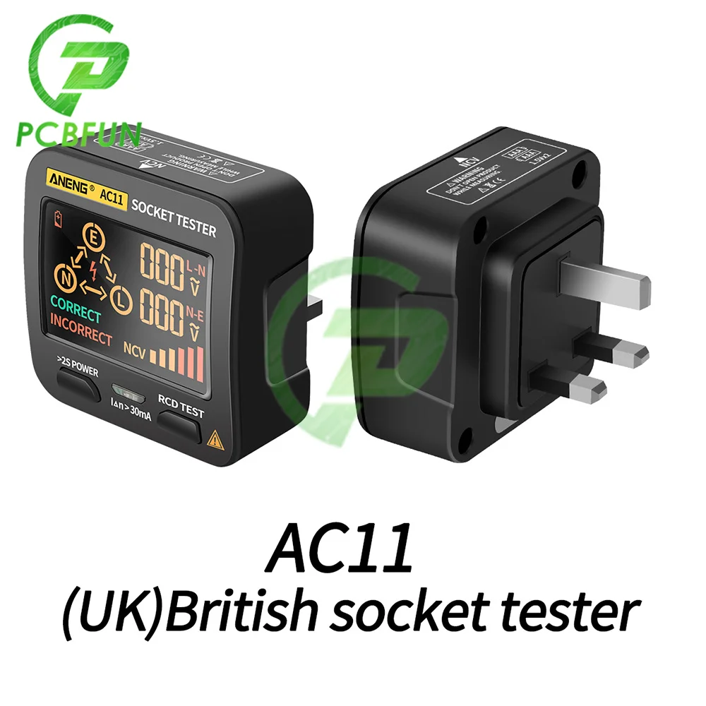 

Multifunctional Digital Socket Tester Smart NCV Test Voltage Test Socket Detector UK Plug Ground Zero Line RCD Check