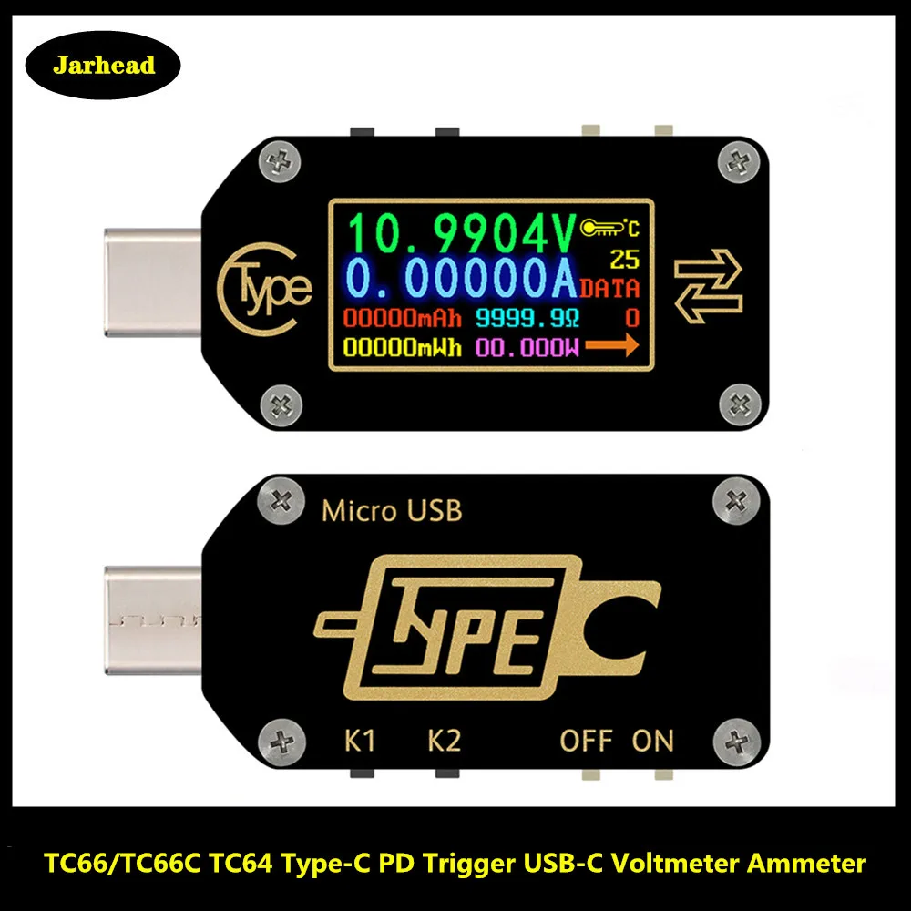 TC66/TC66C TC64 Type-C PD Trigger USB-C Voltmeter Ammeter Voltage 2 Way Current Meter Multimeter PD Charger Battery USB Tester