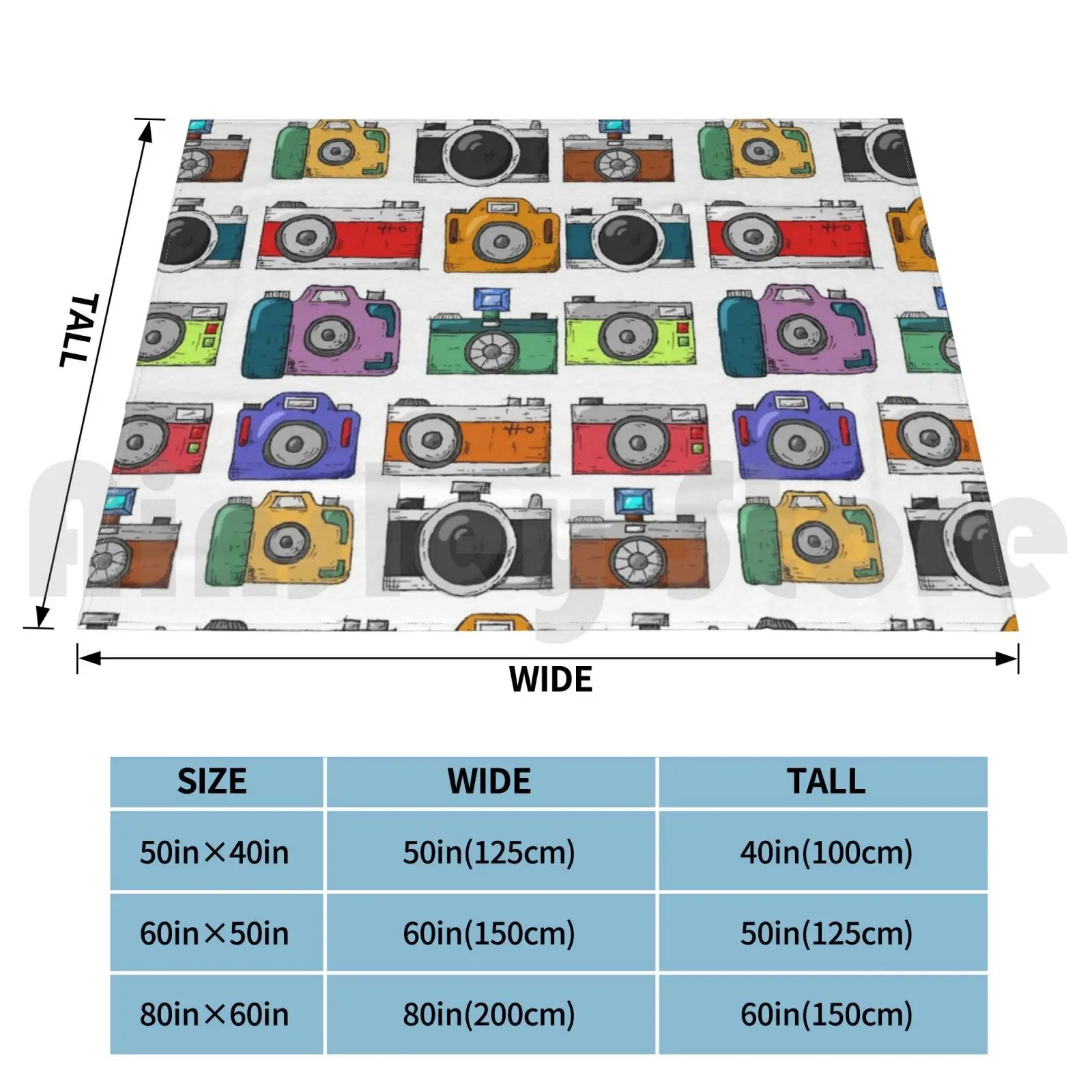The Camera Blanket Fashion Custom Black White Sheet Round Camera Purple Flash