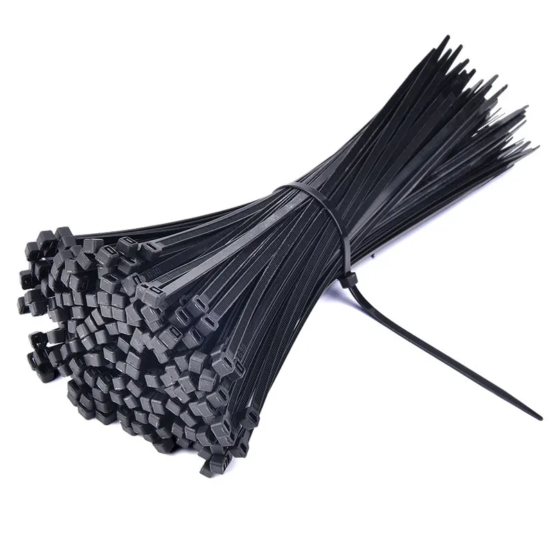 Self-Locking Plastic Nylon Wire Cable Zip Ties 100pcs Black Cable Ties Fasten Loop Cable Various specifications