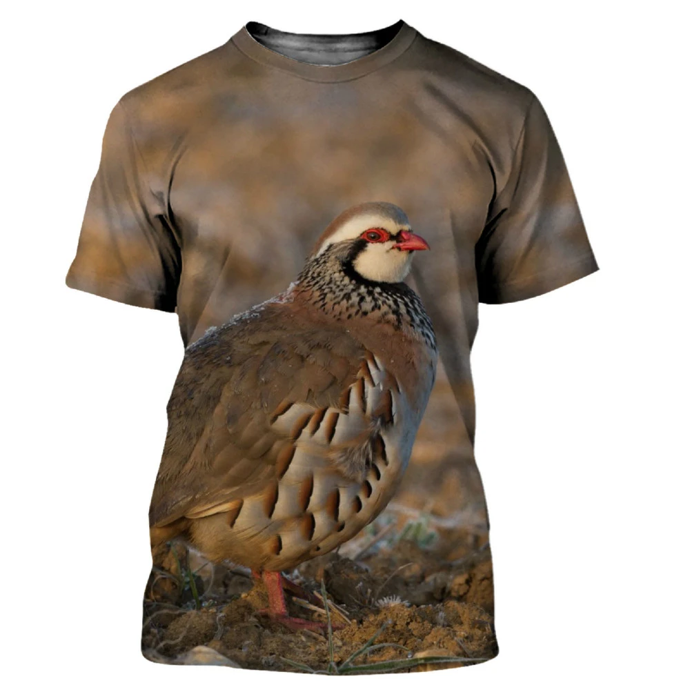 Summer Casual Men\'s T-shirt Camouflage Hunting Animals Quail 3D T-Shirt Fashion Street Ladies Pullover Short Sleeve T-Shirt Jack