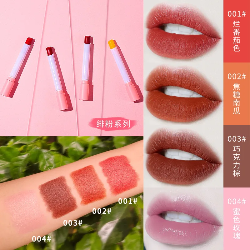 4 pcs Beautiful Lipstick Set Cigarette Lip Makeup Matte Waterproof Long lasting Lip stick Nude Sexy Red Easy to wear Lip Balm