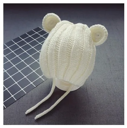 0-3years Baby Hat Autumn Winter Cute Baby Girls Baby Boys Hat Bear Ear Ear Protection Warm Knitted Beanies KF428