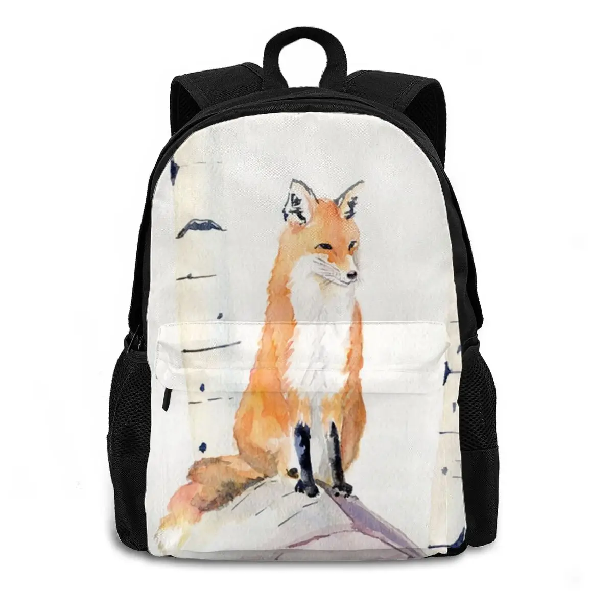 Birthday Fox Backpacks Large Universal Polyester Backpack Daily Unisex Bags