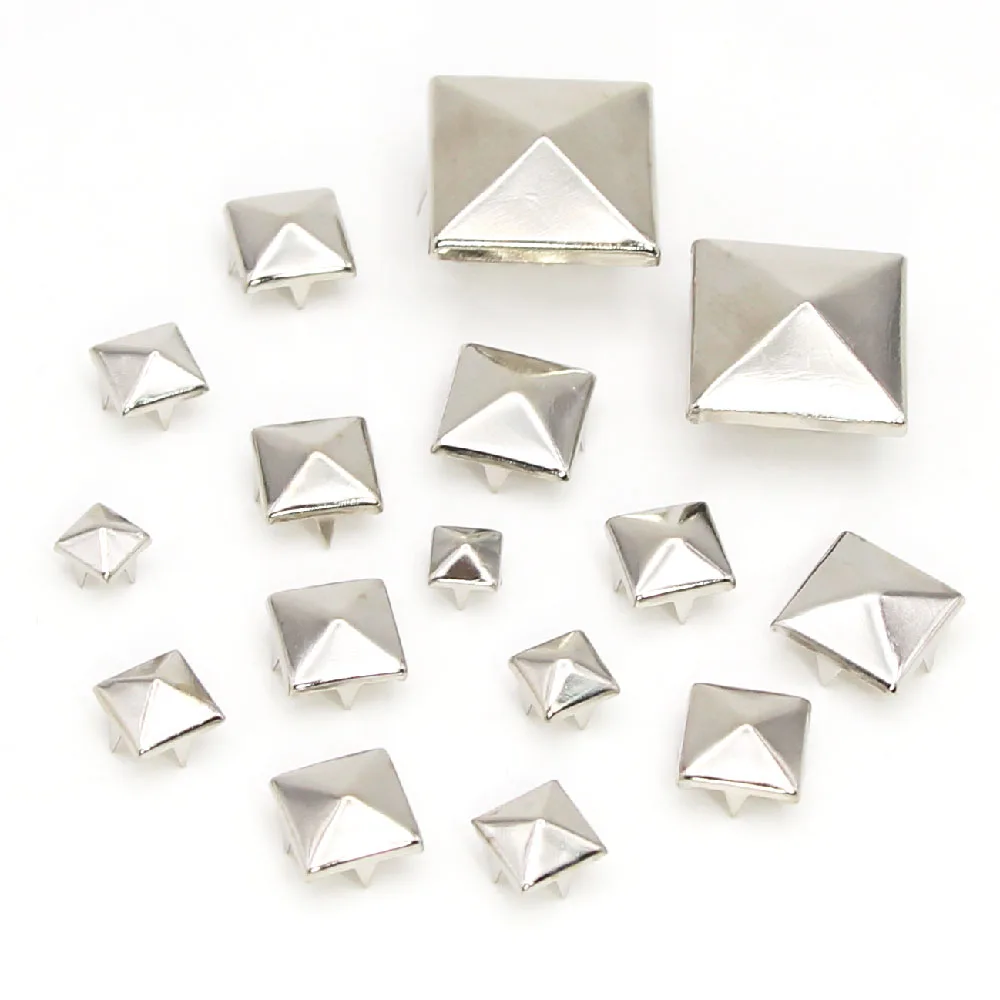 25/50/100 шт. серебряные заклепки 6-20 мм квадратные шипы 2/4 когти заклепки одежда с шпильками металлические кожаные заклепки аксессуары в стиле панк DIY