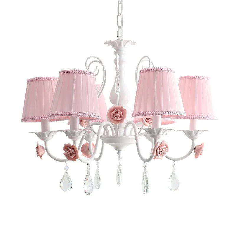 Imagem -02 - Lustre Romântico Europeu de Rosa Rosa Lustre para Meninas Quarto de Crianças Lâmpada de Quarto de Princesa Lustre de Flor Rústico Coreano