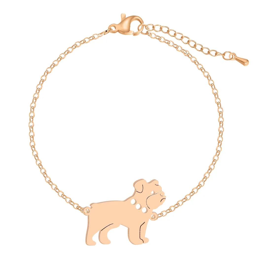 QIMING English Bulldog Dog Charm Bracelet Women Cute Pet Animal Lover Statement Jewelry Friendship Bracelets Collar