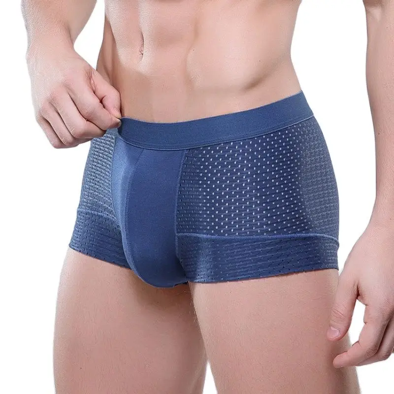 Mens Solid Breathable Mesh Boxer Shorts Hollow Soft Simple Style Male Underwear U Pouch Calzoncillos Sexy Seamless Underpants