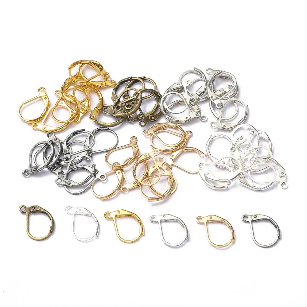 10pcs/lot 10x16mm Gold Color French Earring Hooks Wire Settings Base Hoops Earrings Clasps For DIY Jewelry Making Accessories