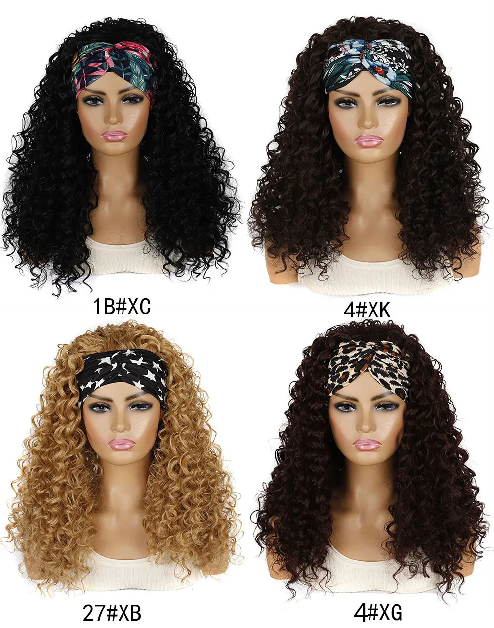 Synthetic Deep Curly Wigs Headband Wig Female Black/613/27/99J Blonde Wig Women Headband Wigs