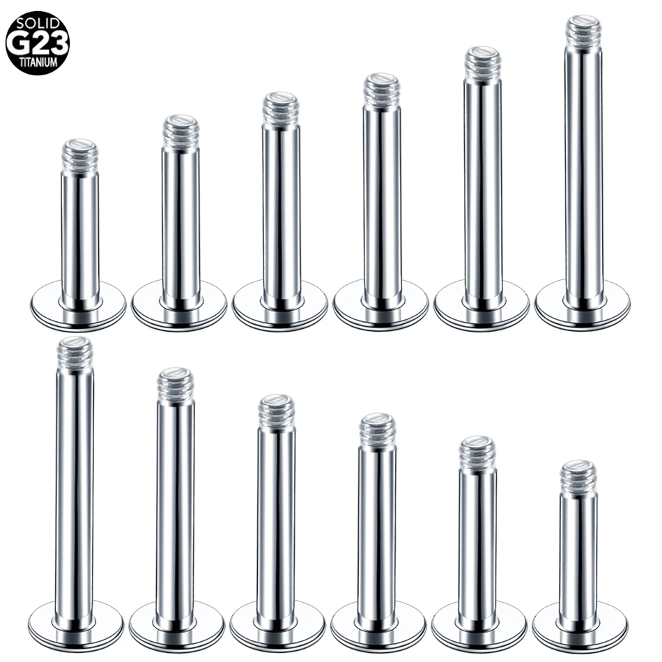 

50Pcs/lot G23 Titanium Labret Bar Parts Labret Post Barbell For Lip Tongue Piercing Earring Stud No Ends In Gauges Body Jewelry