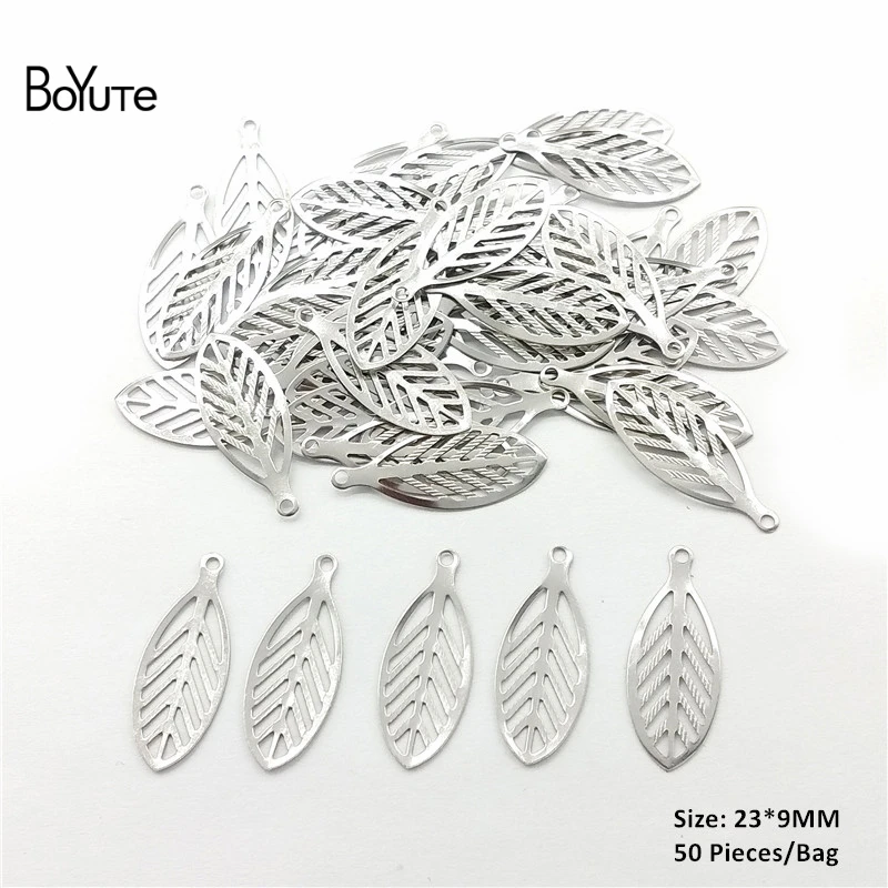 BoYuTe Metal Stainless Steel Ginkgo Maple Leaf Charms Diy Hand Made Jewelry Materials Wholesale