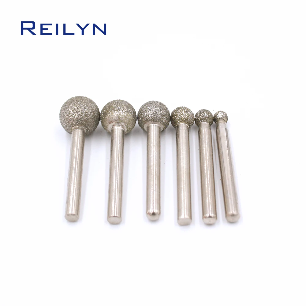 Reilyn 60# Emery Grinding Points 6x6 6x12 6x20mm Diamond Abrasive Bits for Jade Grinding Carving Polishing Rotary Tools