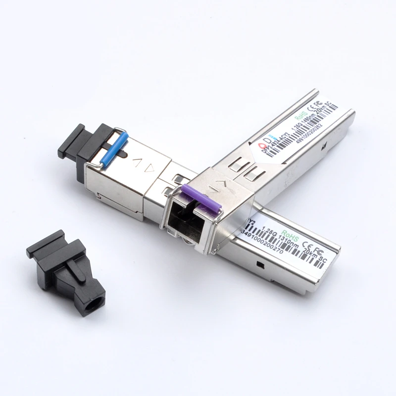 SC SFP Modul Serat Optik Kelas Industri-40 ~ + 80 Celsius 1,25g20km 1310/1550nm Modul Optik Kompatibel SFP Tunggal 5 Pasang