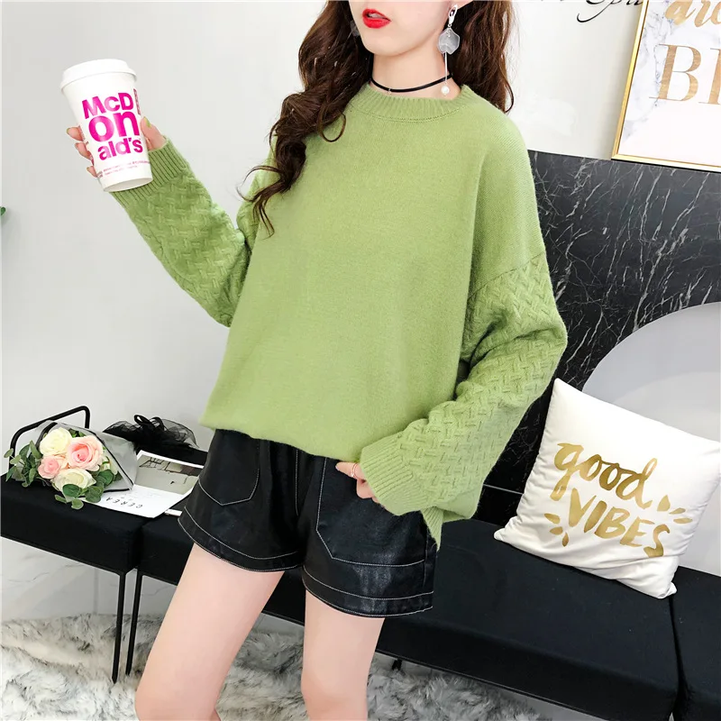 

H9552 Autumn Winter Sweater Women Warm Pullover Student Korean Loose Casual Solid Color Leisure College Style Knitted Jumper Top