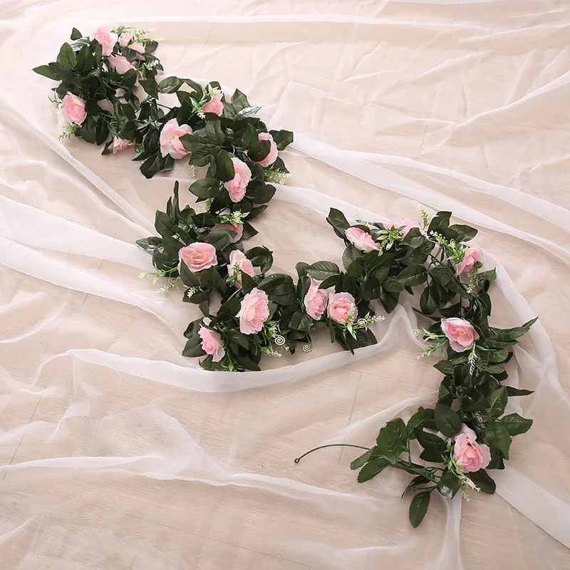 2X 11flowers Fake Artificial Silk Rose Flower Fake Ivy Vine Garland Hanging  Vine String Flowers wedding Party Decoration new