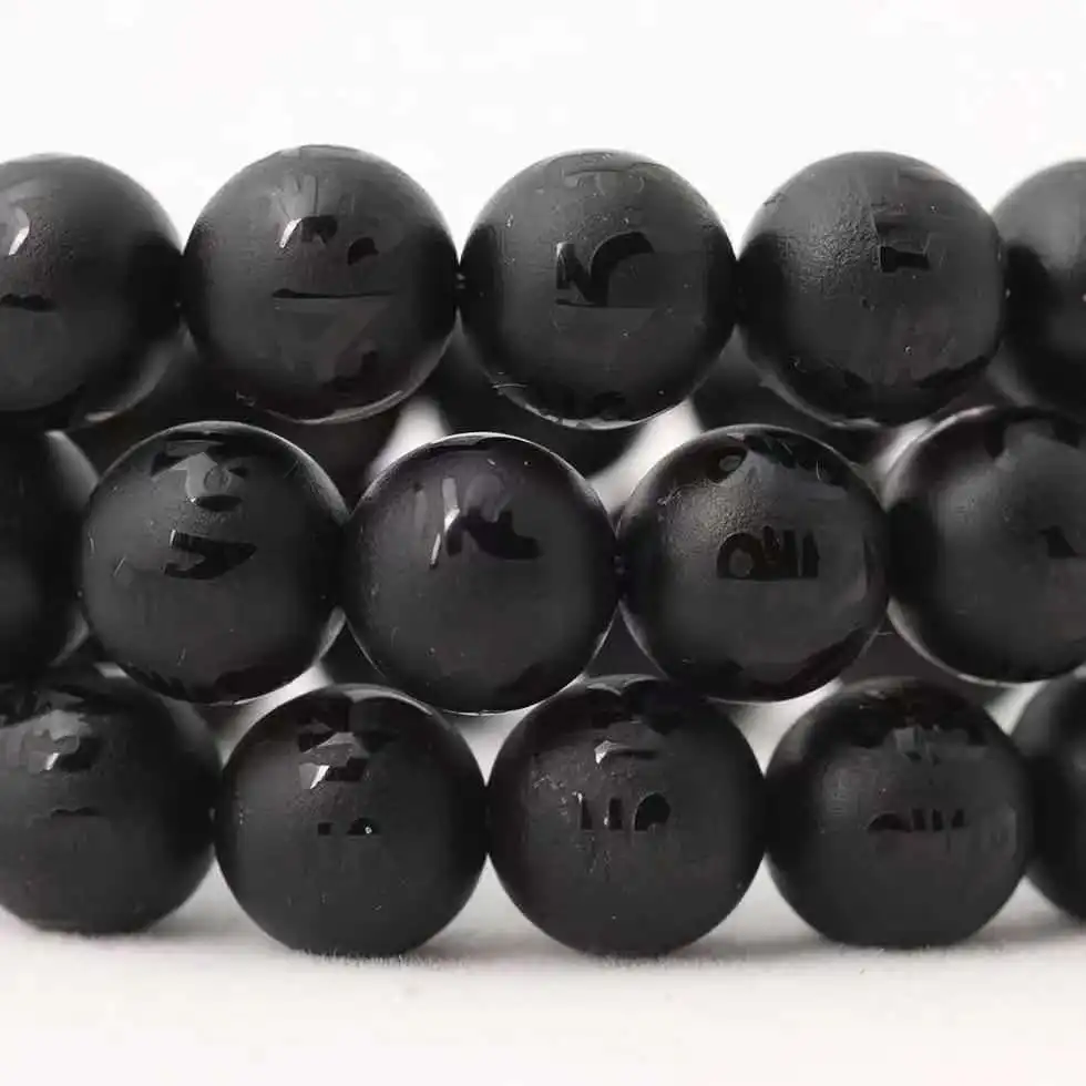 Obsidian Mantra Bead Round Loose Beads Natural Black 6 8 10 12 14 16 MM  Size For Jewelry Making Diy Pendant Necklace Bracelets