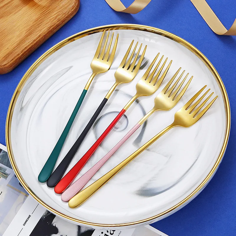 Long Handle Fruit Table Forks Stainless Steel Camping Bento Tableware Restaurant Steak Salad Fork Kitchen Cutlery Accessories