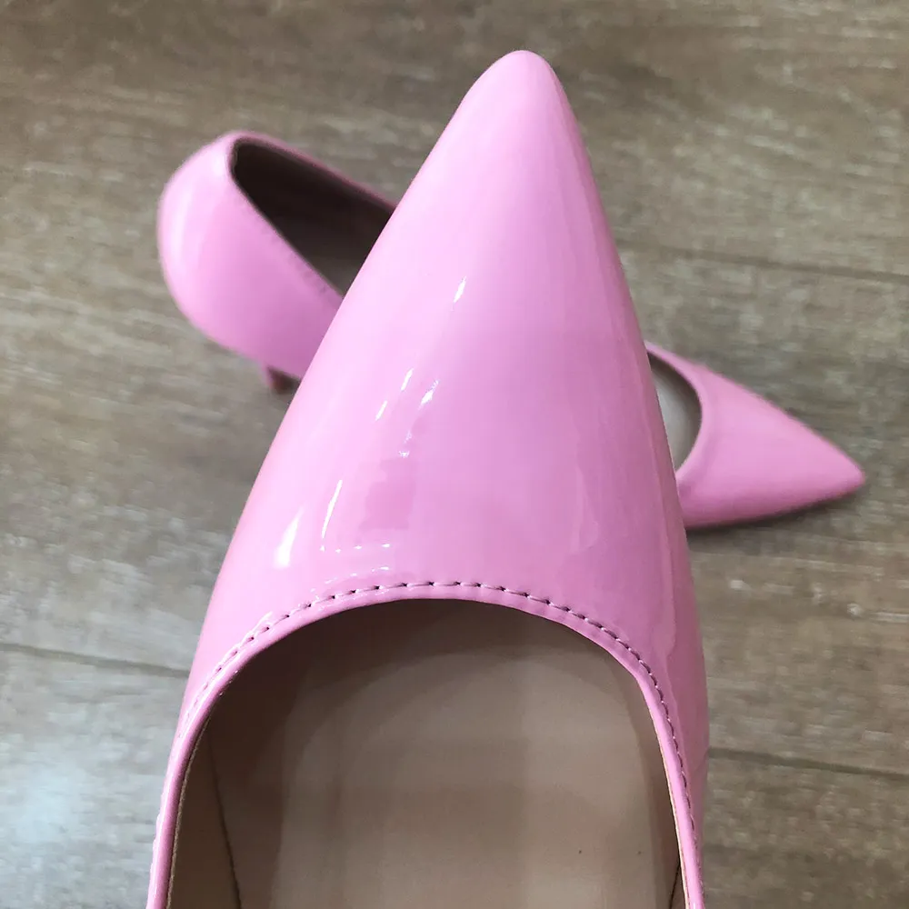 Veowalk Solid Candy Pink Women Formal Stilettos High Heels Pointed Toe Slip On Pumps Elegant Ladies Extremely High Dress Shoes