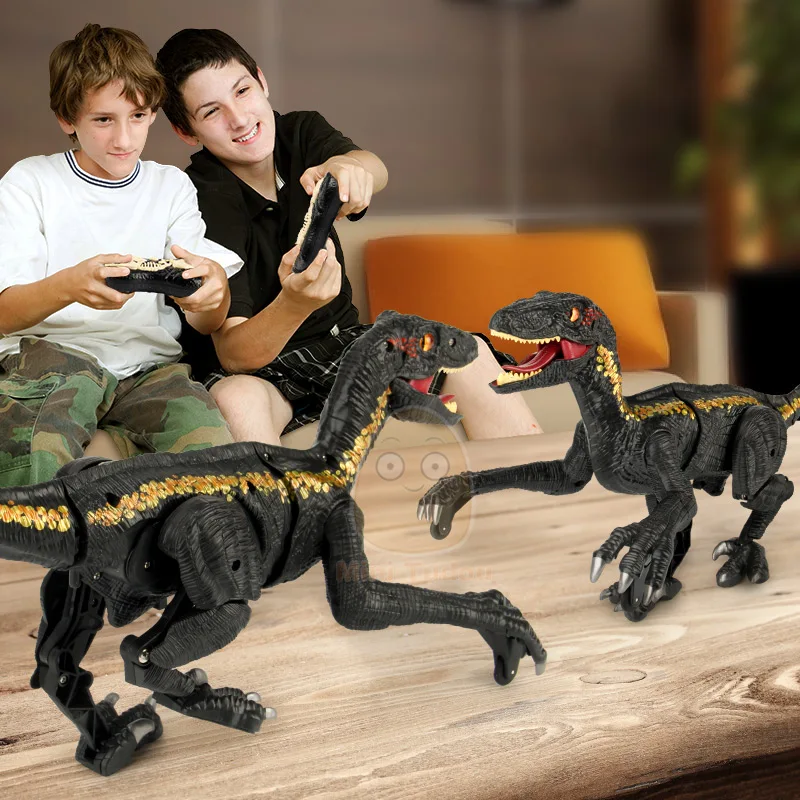 Kid Remote Control Dinosaurs Electric  RC Velociraptor Robot Intelligent LED Light Animal Educational Toys For Boy Gift