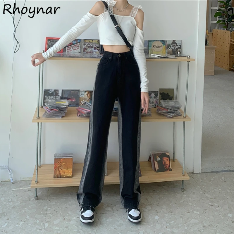 Jean rétro à jambes larges pour femme, pantalon automne, taille haute, Denim, classique, mode populaire, streetwear, Harajuku confortable