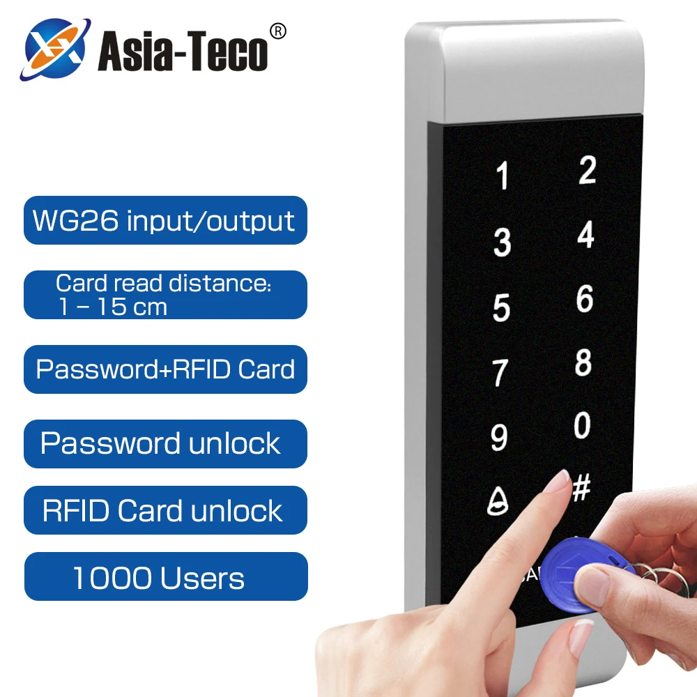 

1000 User Standalone Access Control Touch Keypad Backlight RFID 125khz Access Controller with Wiegand 26 inputs and outputs