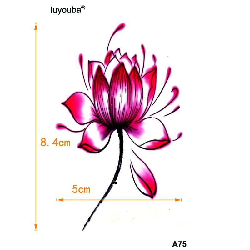 연꽃 방수 임시 문신 남자 Tatuagens 문신 임시 스티커 바디 스티커 여성용, 가짜 문신 슬리브