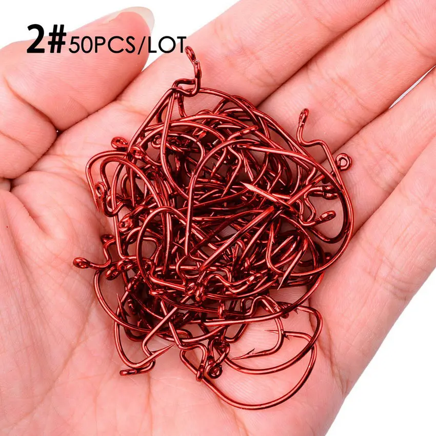 10 teile/satz Angelhaken Carbon Stahl Breite Kurbel Offset Angelhaken Für Weiche Wurm Köder 5/0 # -1 # Karpfen-Angelhaken mit Barsch-Stachel – Detail 7