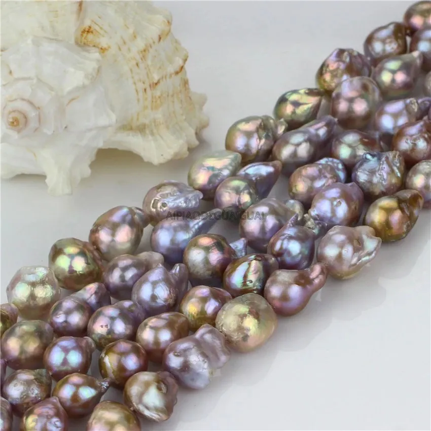 

APDGG Genuine Natural 15*20mm AA grade irregular baroque purple lavendar pearl strands loose beads women lady jewelry DIY