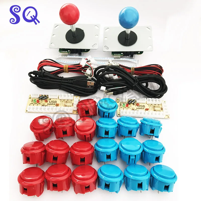 

Push Button Arcade DIY Kit 2players Zero Delay Arcade USB Encoder PC Joystick With 8 Way Joystick Arcade Button for Mame Jamma