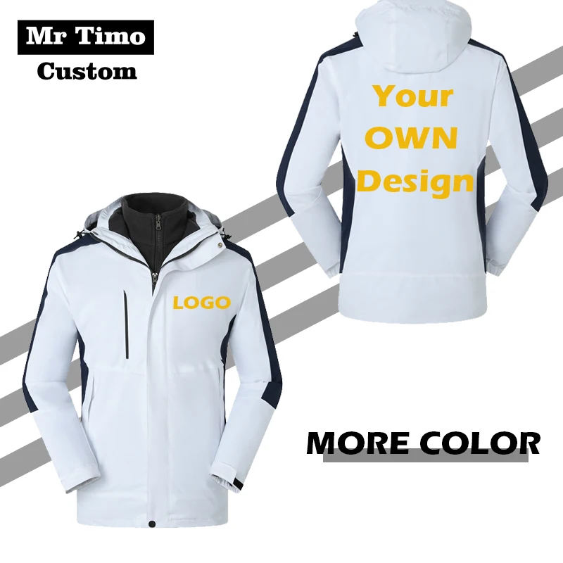 2021 Winter Men's High-end Hooded Jacket Custom Logo Waterproof Windbreaker Team  Customize Print
