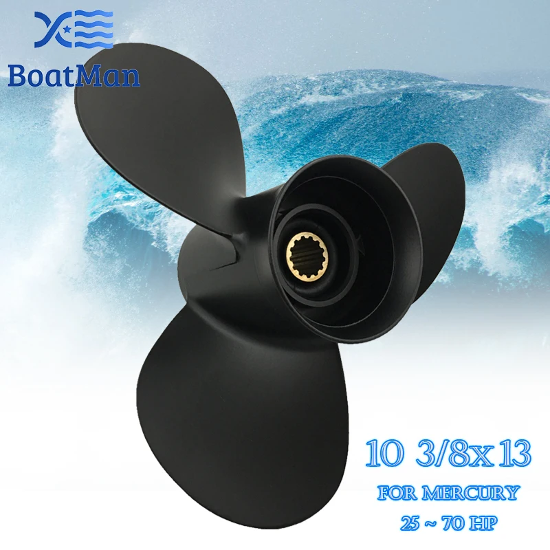 BoatMan® 10 3/8x13 Propeller for Mercury Outboard Motor 40HP 55HP 60HP 70HP 75HP 48-73136A45 13 SplineS  Aluminum Boat Parts