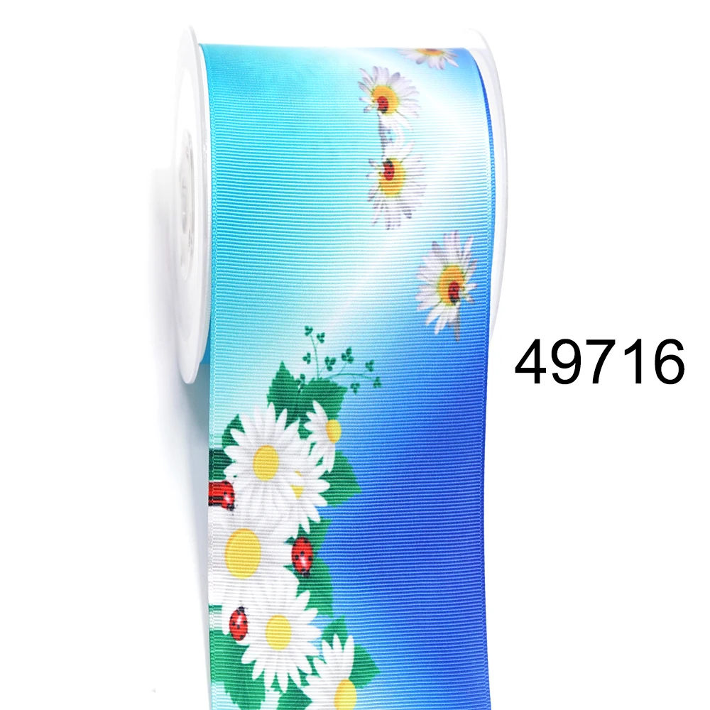 DIY Cartoon Flower Printed Grosgrain Ribbon For Craft Supplies Sewing Accessories 5 Yards. 23548