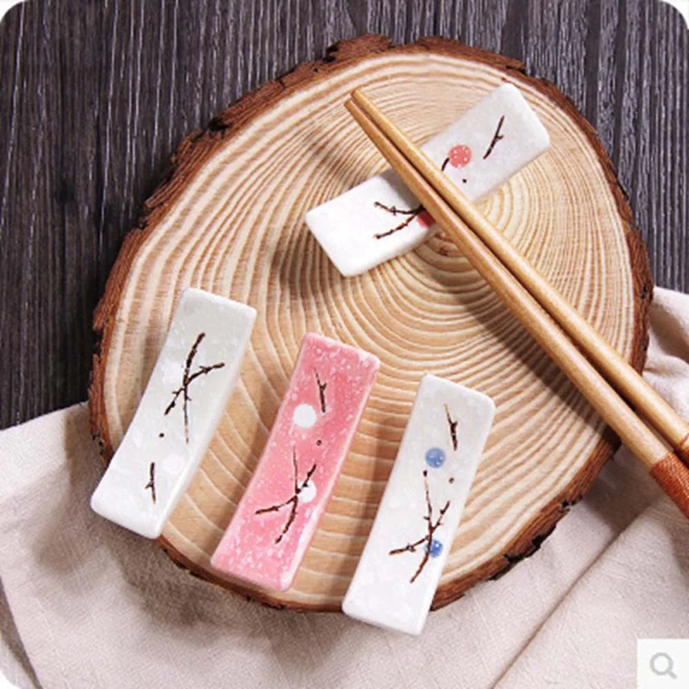 1 Pc Japanese Plum Blossom Ceramic Chopstick Holder Creative Kitchen Supplies Household Chopstick Holder Care Gadget