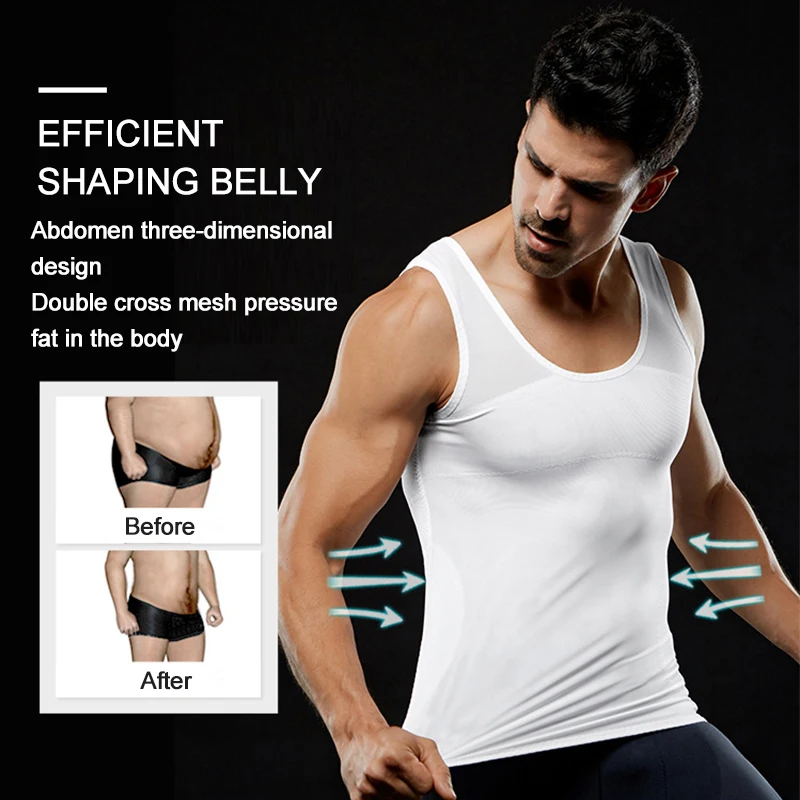 

Men Body Shaper Belly Control Slimming Shapewear Waist Trainer Shapers Compression Tank Top Workout Vest Modeling Underwear