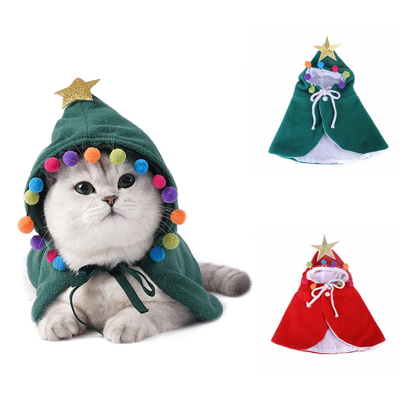 

Christmas Pet Dog Cloak Cat Dog Hooded Cloa Pet Christmas Parties Cosplay Performance Cotton Clothing Costume Chihuahua Vest