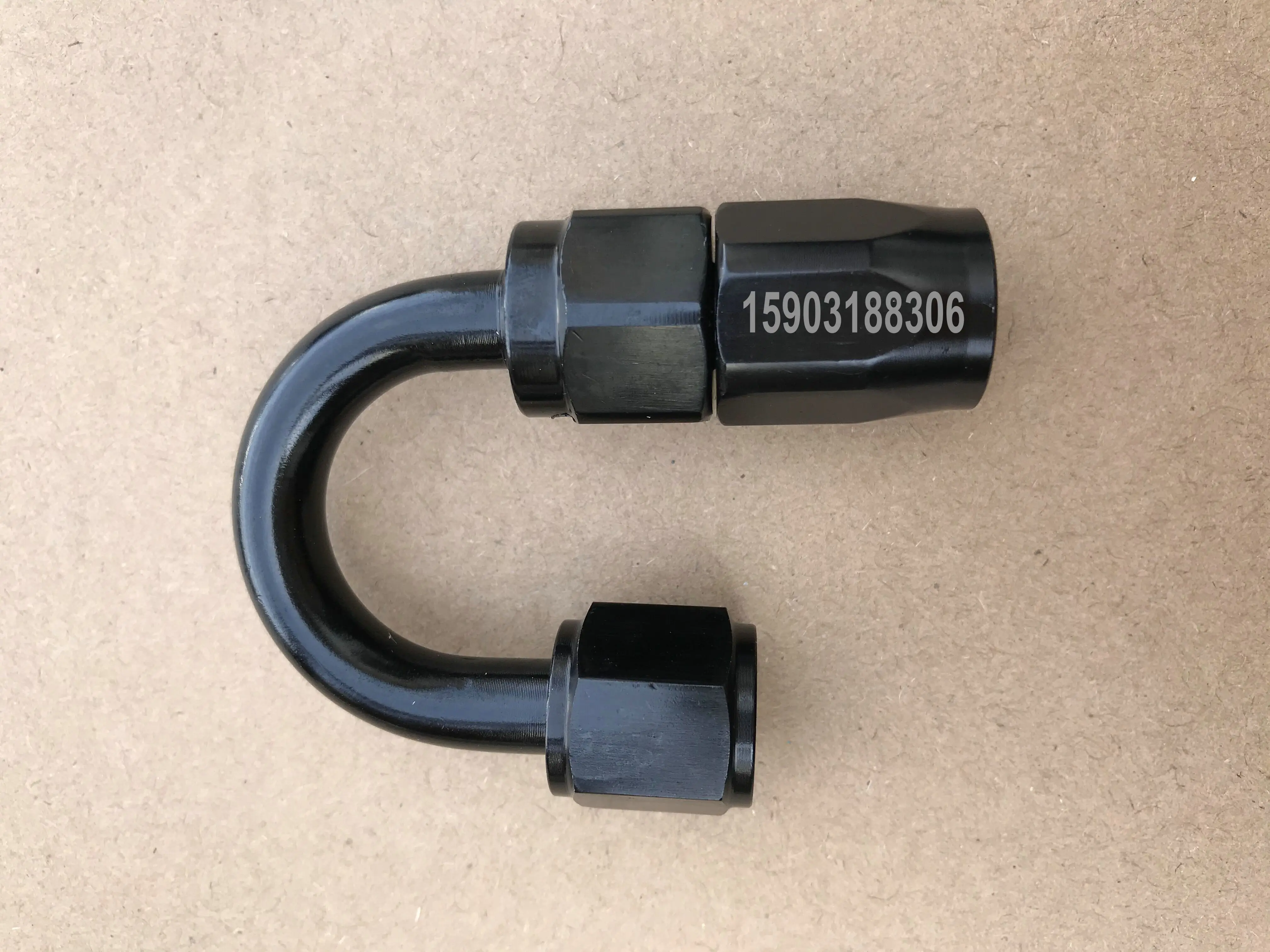 High quality 180 degree Push Lock 6AN Black Fuel Oil  Hose End Fittings Adaptor