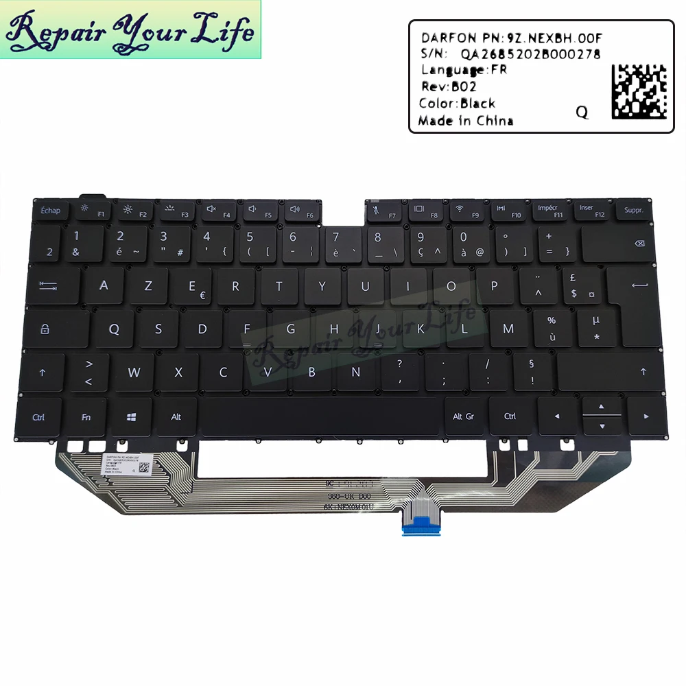 Imagem -02 - Eua ru Espanhol Francês Azerty Teclado Russo para Huawei Matebook x Pro Machd-wfe9 Wfe98 Wxx9 Machc-wah9lp Wae9lp fr gr be sp es